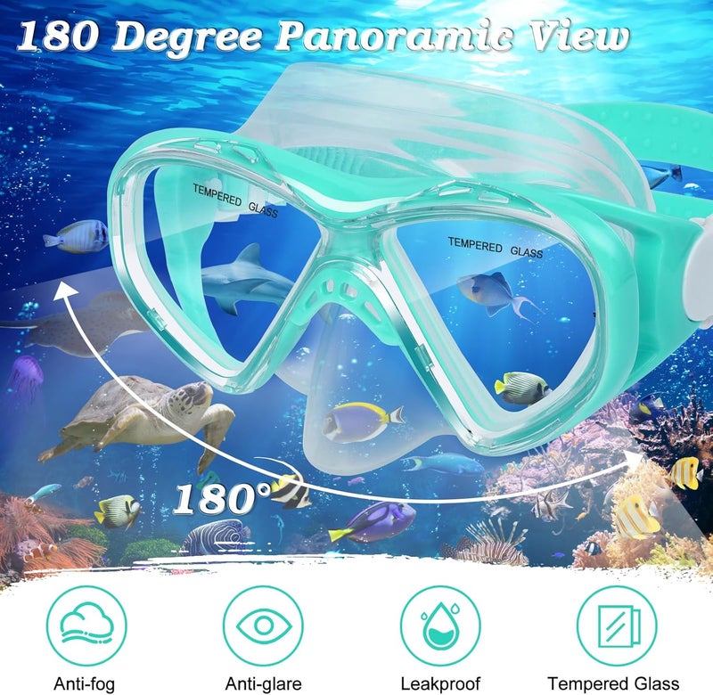 ACQCES Kids Snorkel Set Dry Top Snorkeling Gear for Kids Youth Boys Girls Junior Age 5-15,Tempered Glass Swimming Diving Mask and Snorkel Set 180 Degree Panoramic View - Image 3